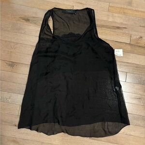 Federica Tosi Silk NWT Black Lace Sheer Cami medium sleeveless tee